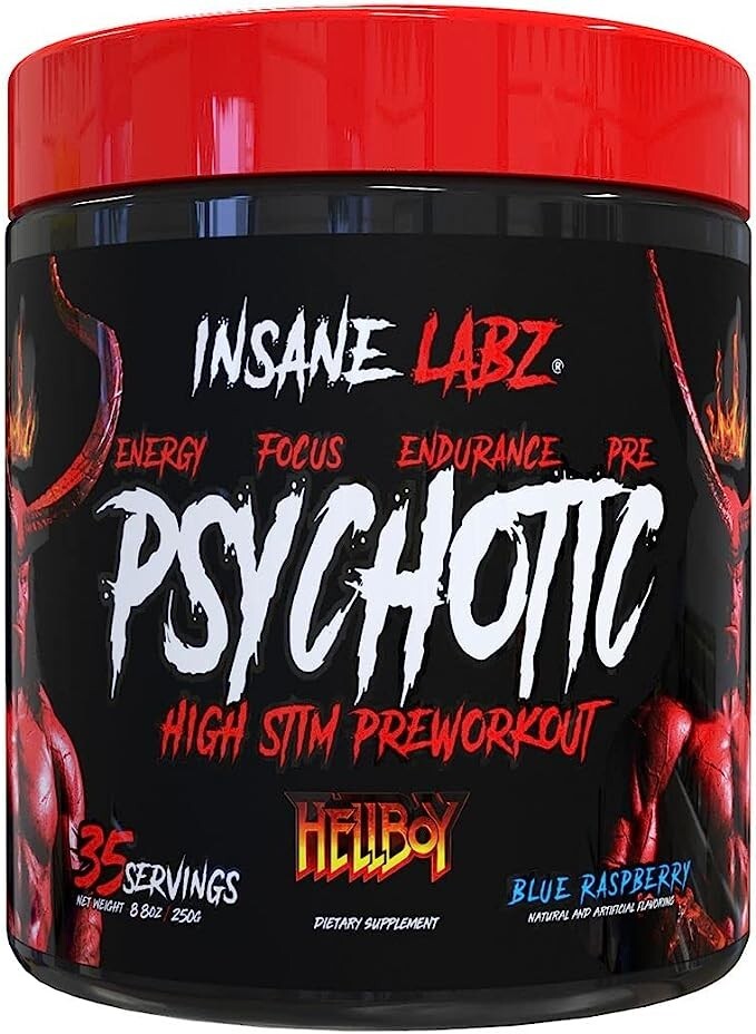 Hellboy Psychotic Pre Workout Powder Blue Raspberry 35 Servings Energy Focus Hellboy Psychotic Pre Workout Powder Blue Raspberry 35 Servings Energy Focus