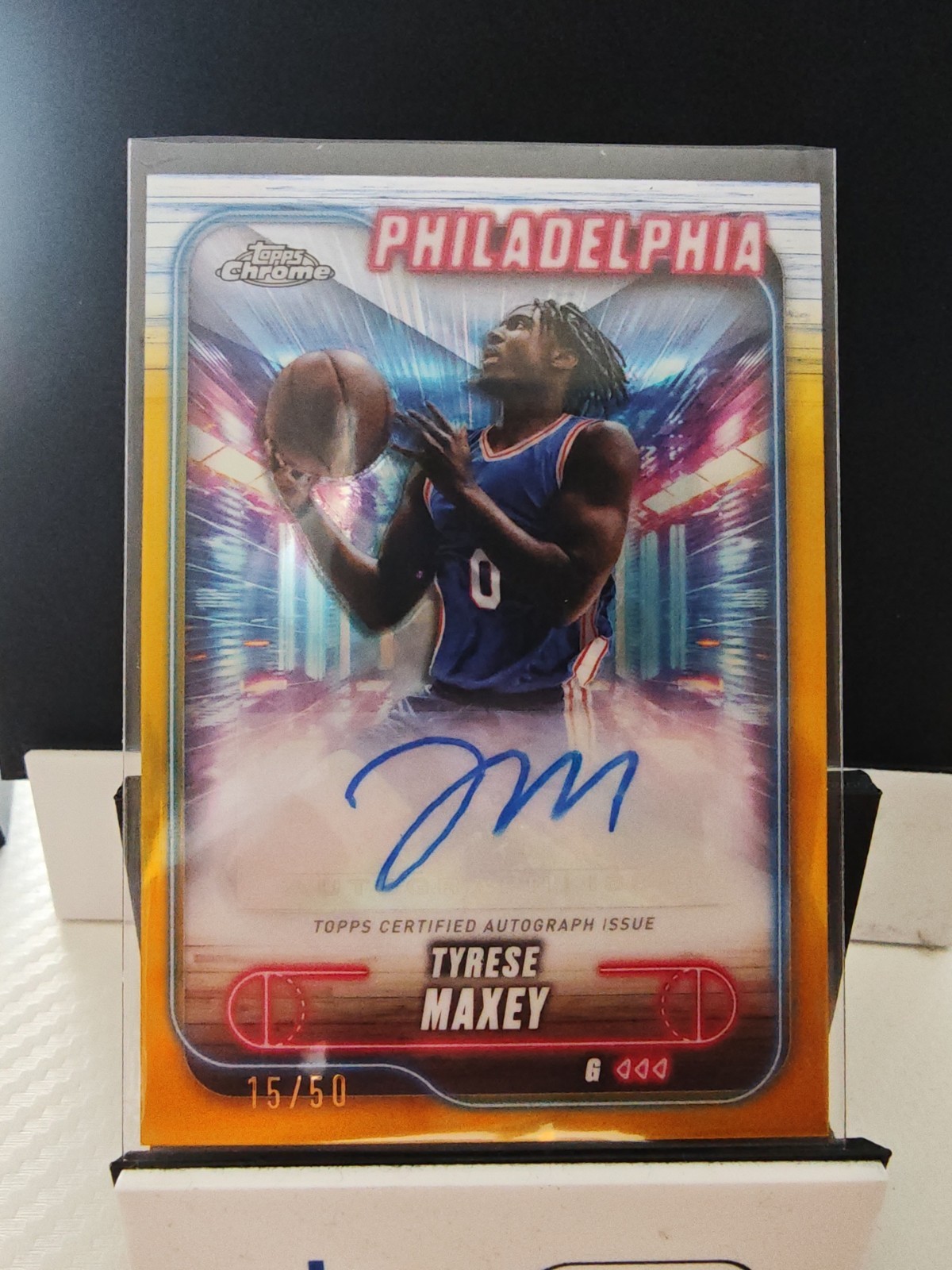 Topps Chrome 2024-25 Tyrese Maxey #TCA-TM Gold Refractor Auto /50 76ers