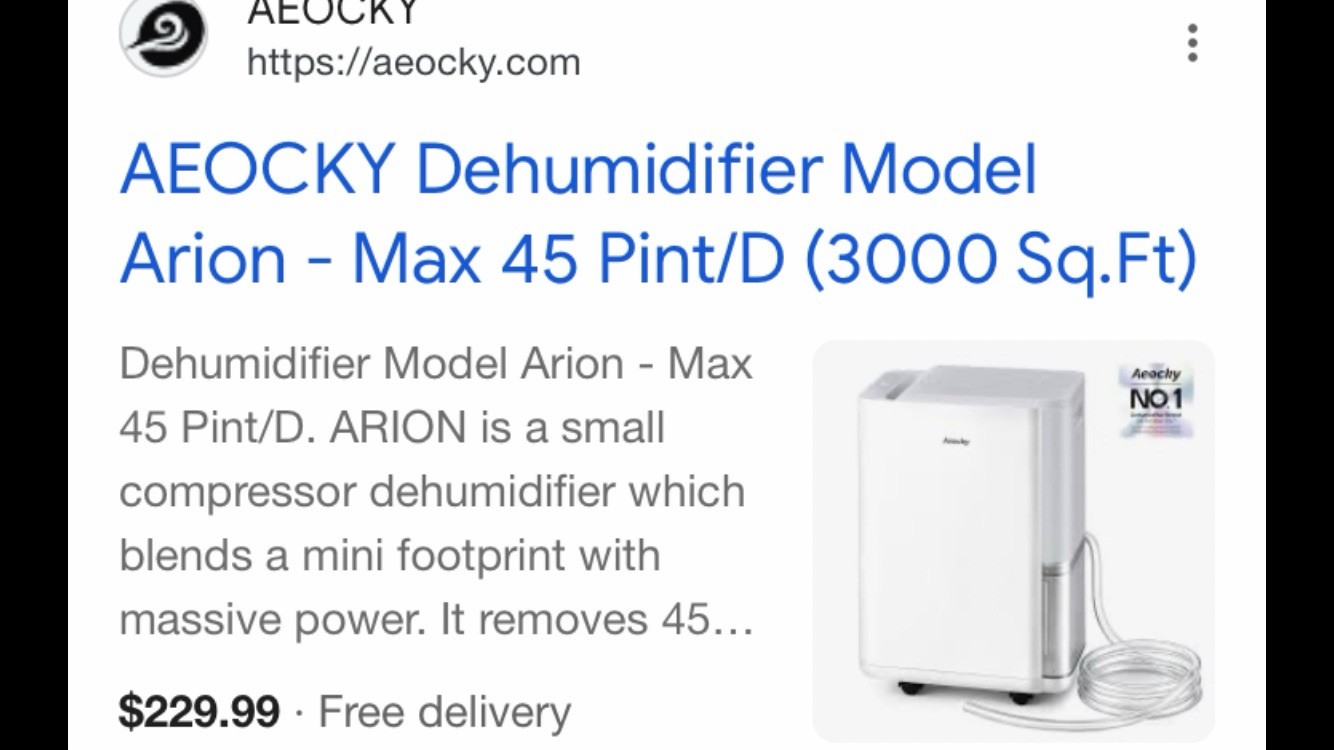 AEOCKY ARION-001 50 Pint Dehumidifier Ivory NEW AEOCKY ARION-001 50 Pint Dehumidifier Ivory NEW