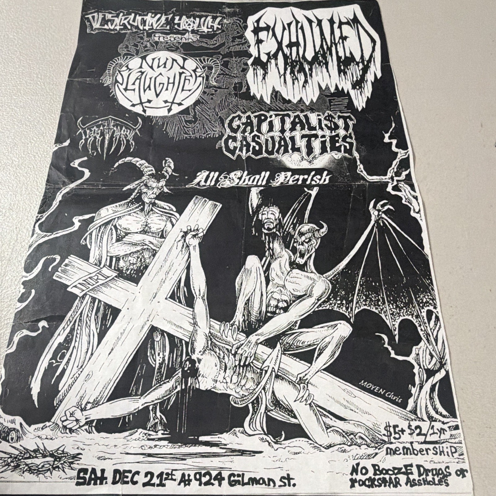 Death Metal Poster EXHUMED NUNSLAUGHTER Capitalist Casualties 924 Gilman Flyer