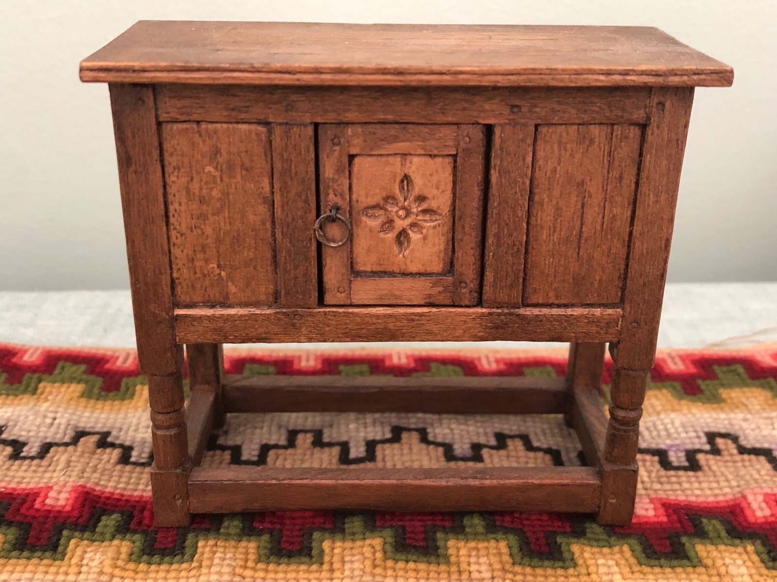 Artisan Hand Carved English Dollhouse Furniture Welsh Court Cupboard 1:12 Artisan Hand Carved English Dollhouse Furniture Welsh Court Cupboard 1:12