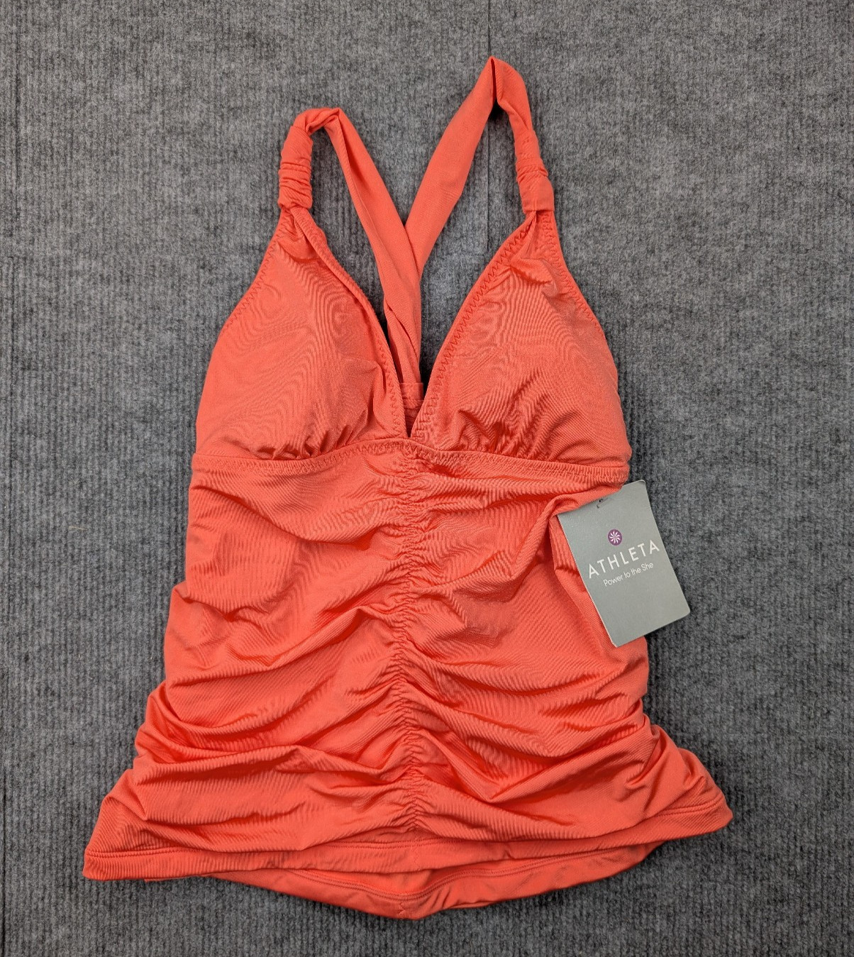 Athleta Aqualuxe Tankini Top Womens Small Swim Suit Beach Coastal Ruched Peach Athleta Aqualuxe Tankini Top Womens Small Swim Suit Beach Coastal Ruched Peach