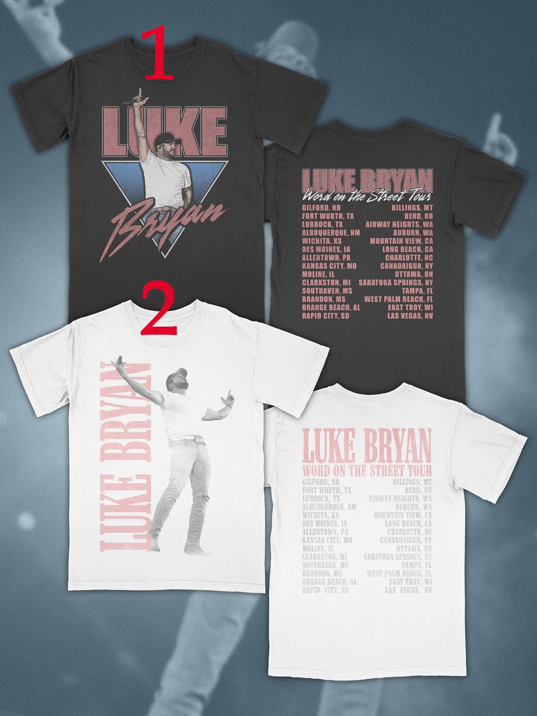 Luke Bryan Word On The Street Tour T Shirt, 2 Sided