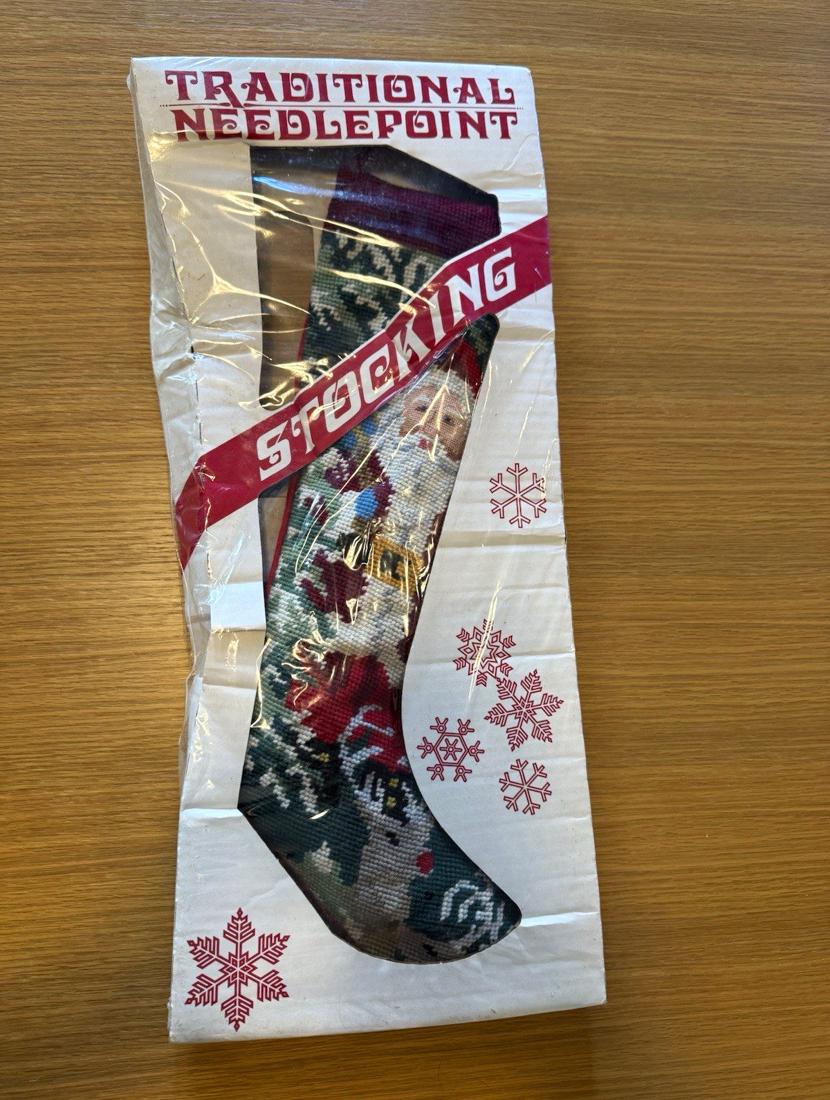NIB Sferra Wool Needlepoint Christmas Stocking Santa Reindeer Red Velvet New NIB Sferra Wool Needlepoint Christmas Stocking Santa Reindeer Red Velvet New