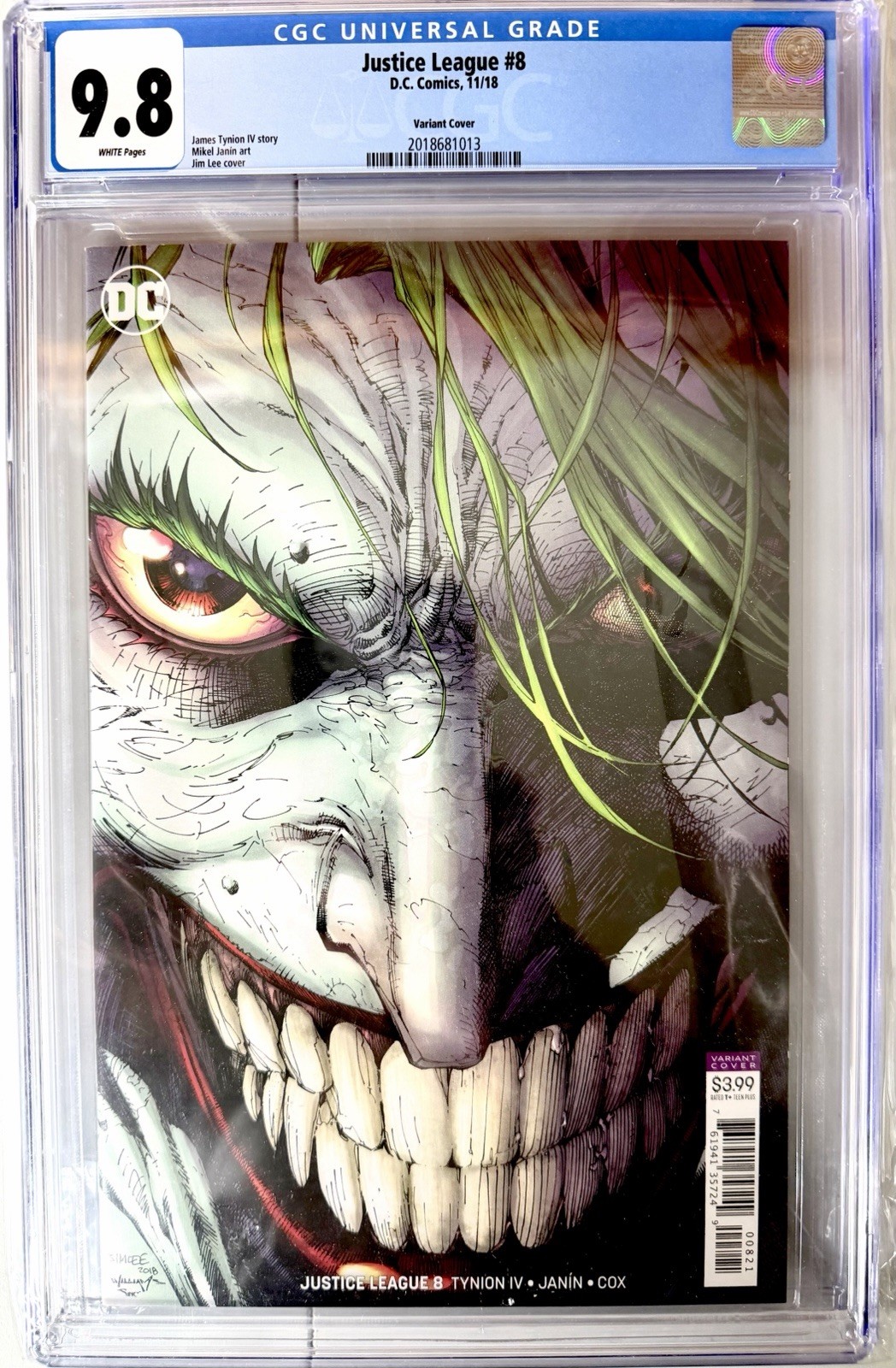 Joker CGC 9.8 Variant Cover #8 Batman Justice League Marvel Comics Joker CGC 9.8 Variant Cover #8 Batman Justice League Marvel Comics