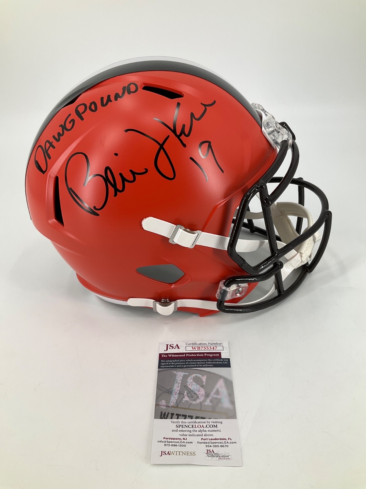 BERNIE KOSAR CLEVELAND BROWNS SIGNED FULL SIZE HELMET JSA WITNESS COA
