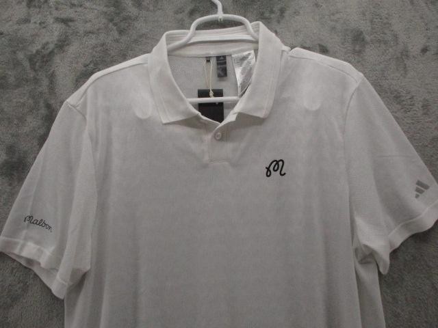 NWT Adidas x Malbon Polo Shirt Mens Large White Chevron Golf Performance Stretch