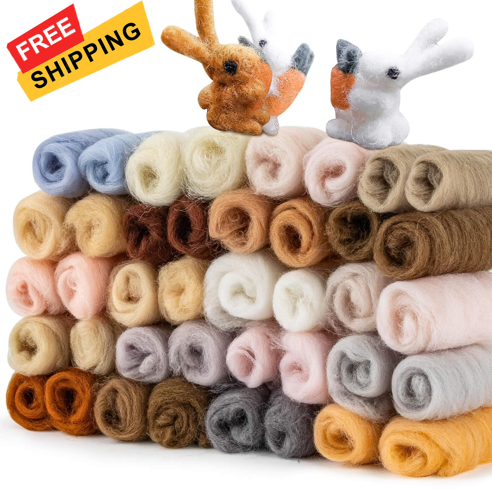 Sukh 40pcs Felting Wool Roving - 20 Dark Colors for Needle... 