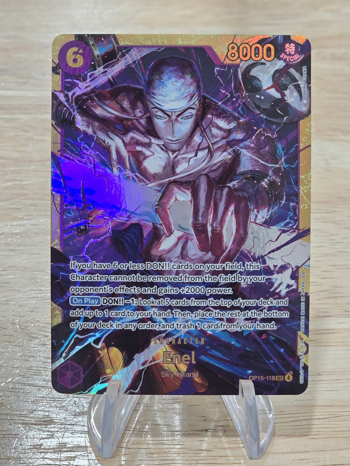 Enel OP15-118 SEC Secret Rare One Piece TCG Adventure on Kami\'s Island NM/Mint Enel OP15-118 SEC Secret Rare One Piece TCG Adventure on Kami\'s Island NM/Mint