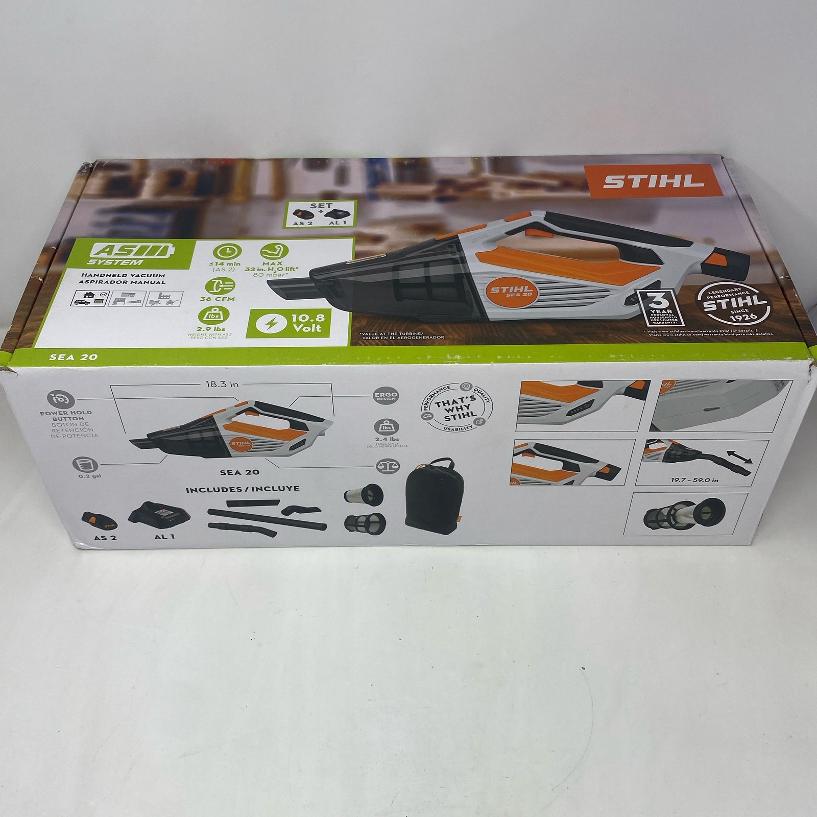 STIHL SEA 20 Cordless Hand Vacuum Set AS 2 + AL 1, Orange/White