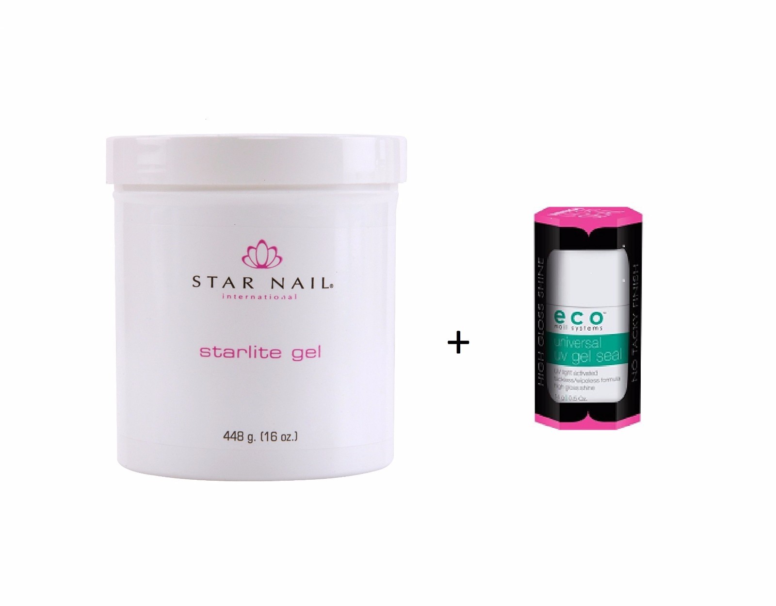 STAR NAIL STARLITE GEL Thick clear 16 OZ(448 oz) plus ECO UV GEL SEAL 0.5 OZ