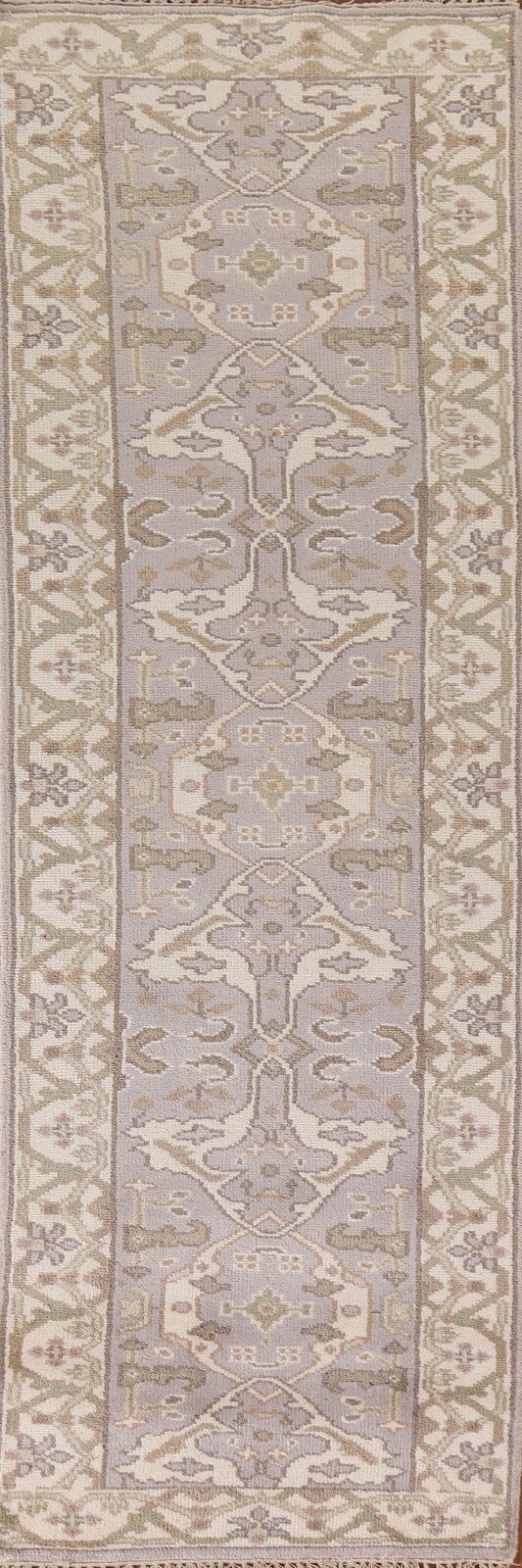 Gray/ Ivory Indian Oushak Oriental Handmade Hallway Runner Rug 2\' 6\