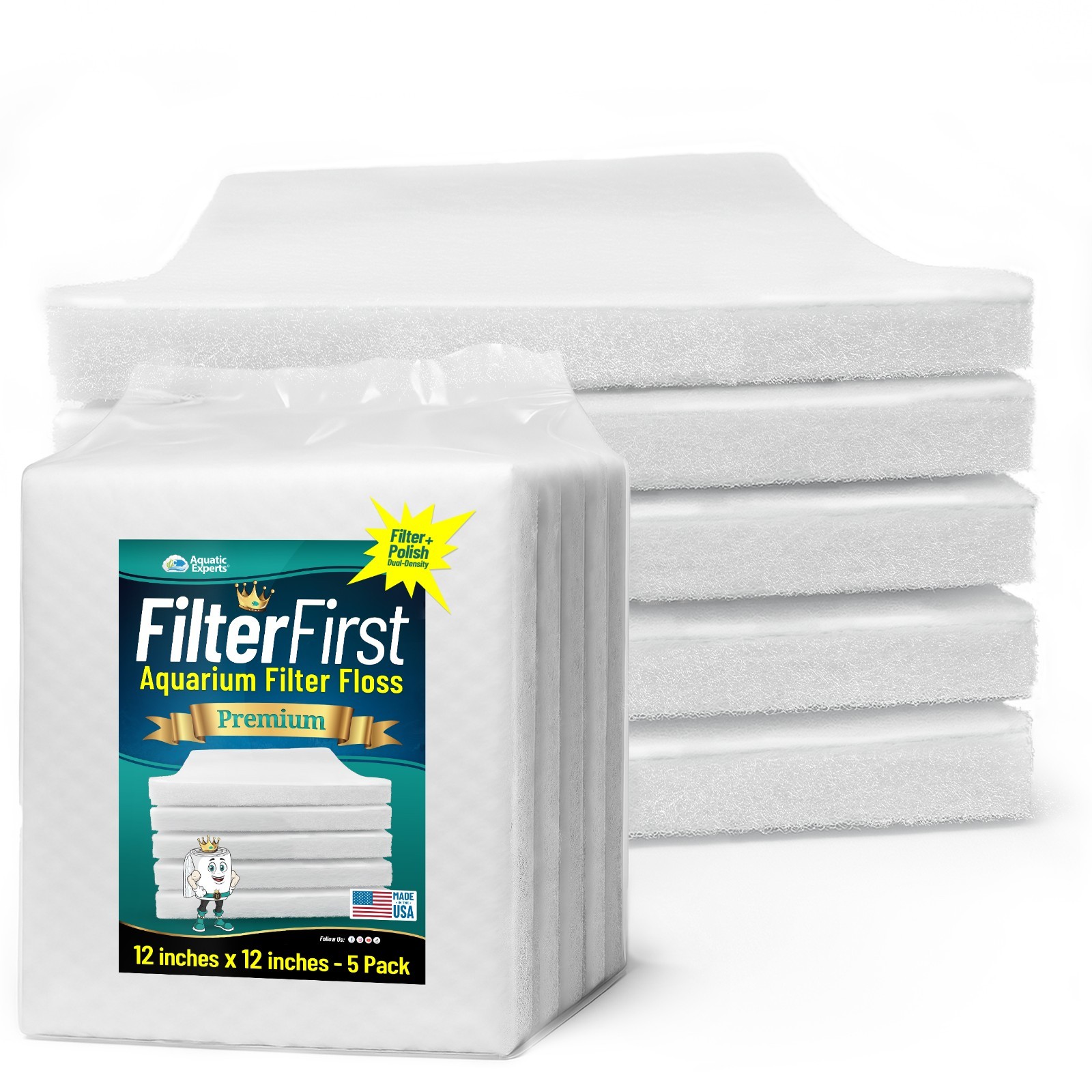 Aquatic Experts Aquarium Filter Floss, FilterFirst Filter Pad, 3/4\