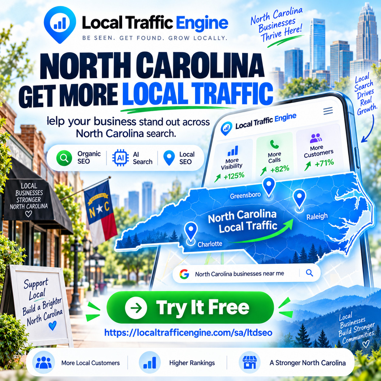 Get More Local Traffic North Carolina - Lifetime Service Try It For 10 days Free