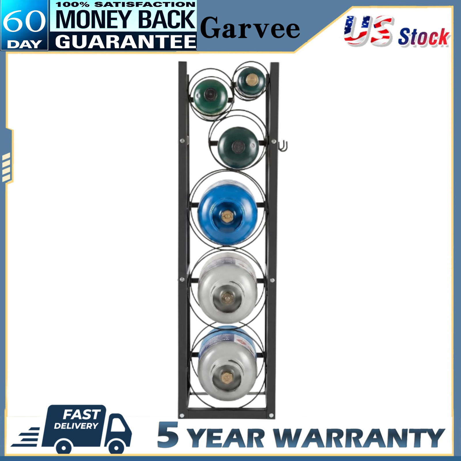 Refrigerant Tank Rack 3 x 30lbs and 3 Small Tanks Cylinder Tank Rack Heavy‑Duty