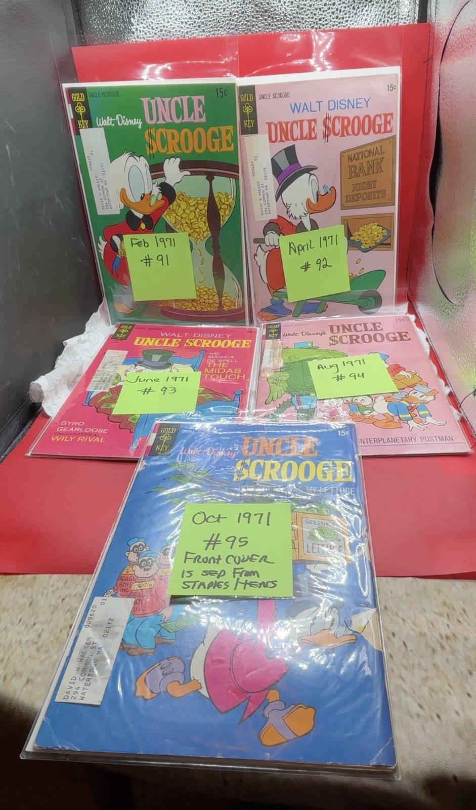 1971 Walt Disney Uncle Scrooge #s 91,92,93.94,95 Gold Key Comic Books FLAWS