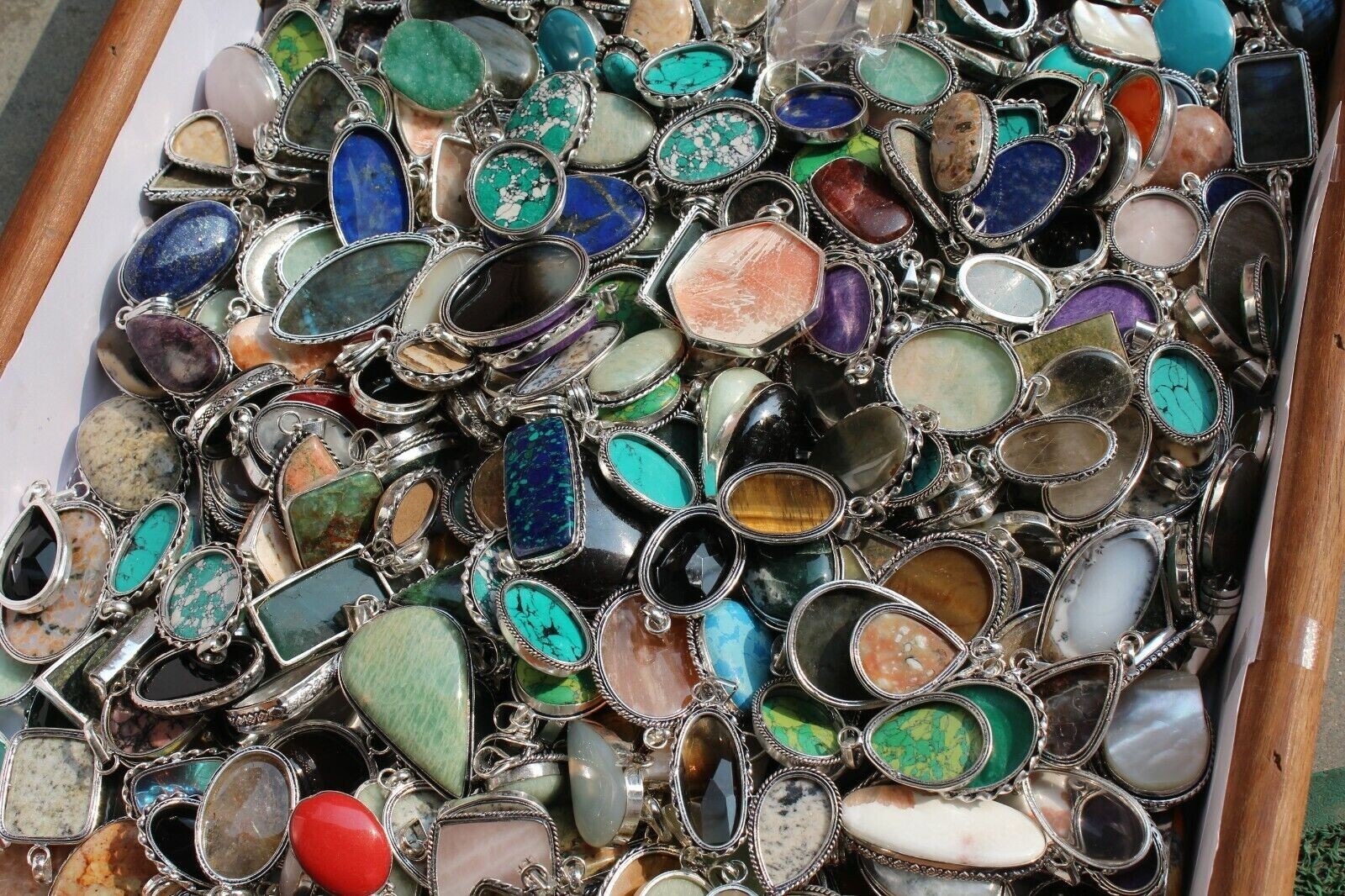Turquoise & Mix Gemstone 925 Sterling Silver Plated 25 PCs Designer Pendant Lot Turquoise & Mix Gemstone 925 Sterling Silver Plated 25 PCs Designer Pendant Lot