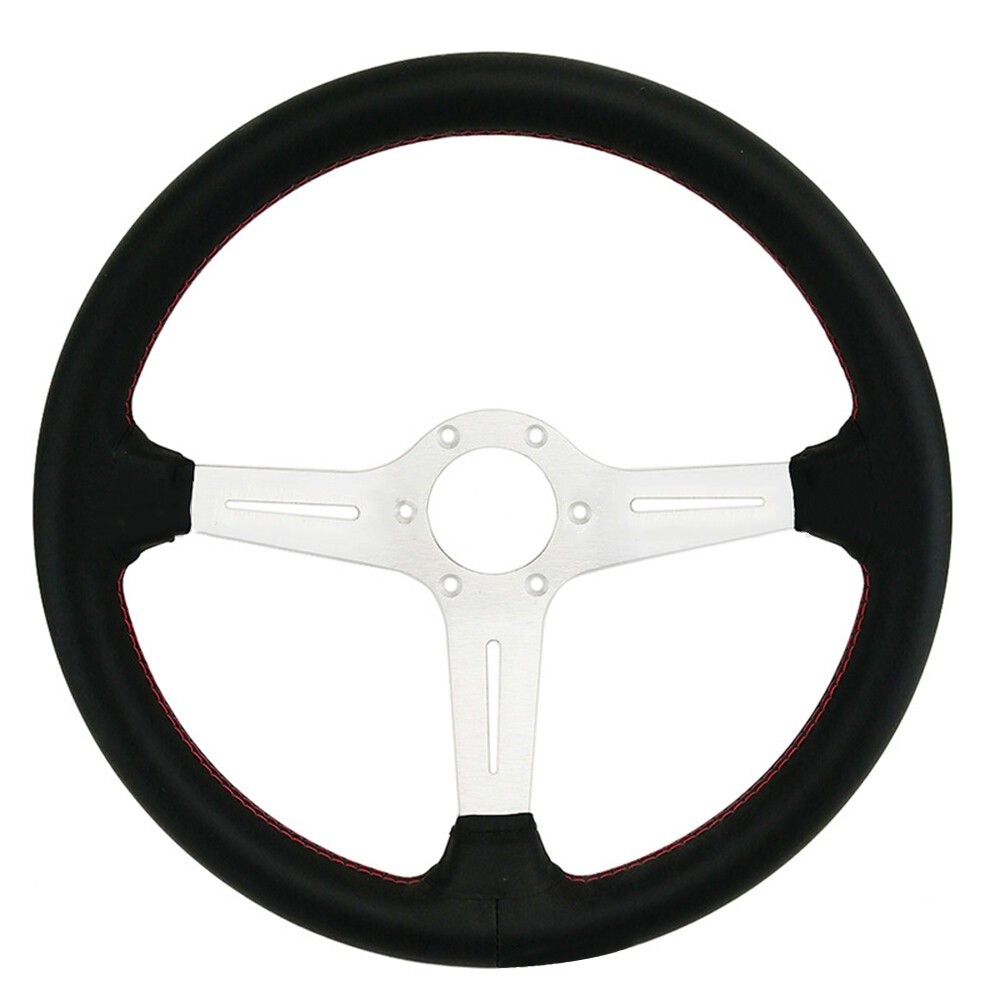 Steering Wheel 345mm 14-Inch Leather Spoke Universal Racing Car *pt