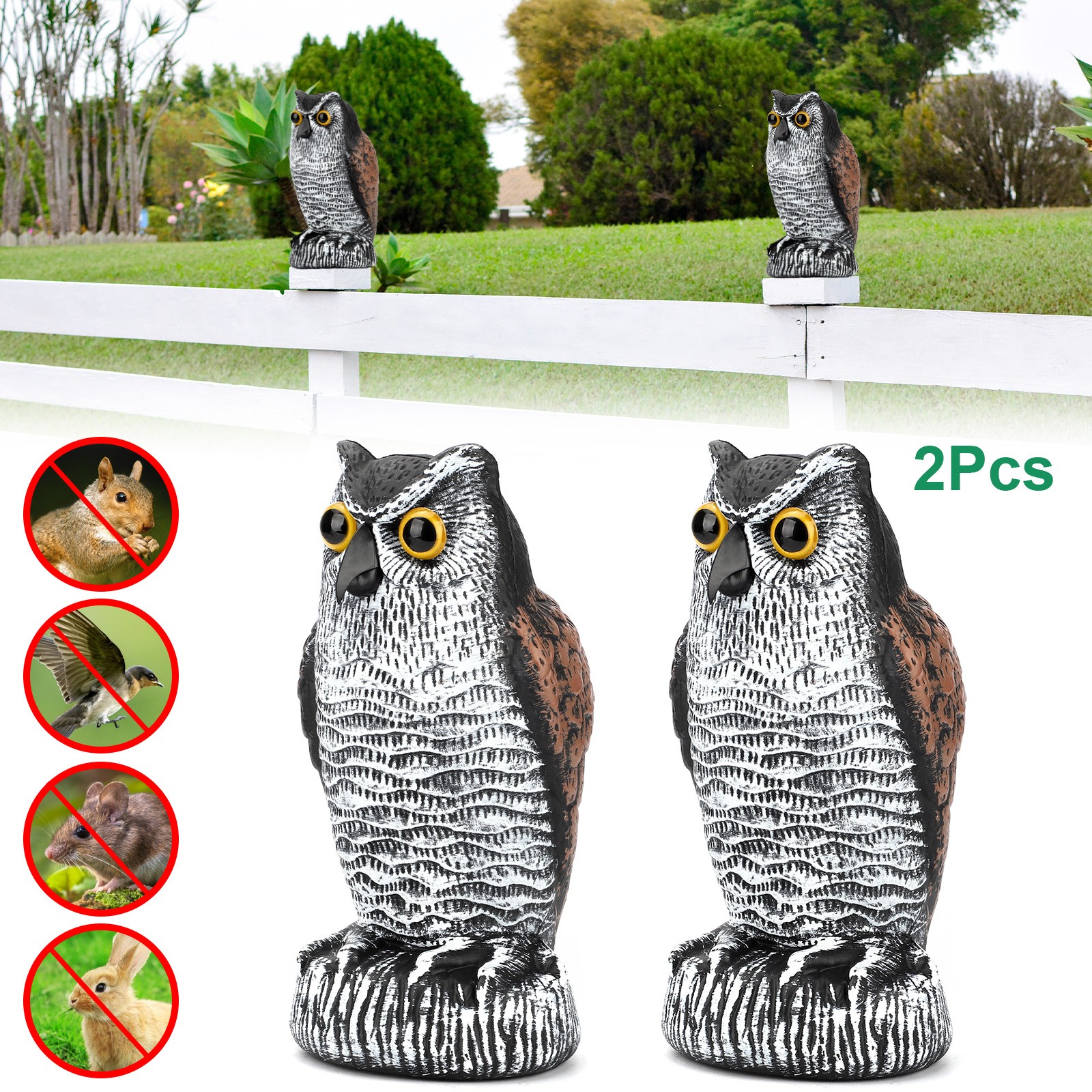 2PCS Owl Decoy Statue Protect Garden Scare Birds Away Pigeon Repellent Scarecrow 2PCS Owl Decoy Statue Protect Garden Scare Birds Away Pigeon Repellent Scarecrow