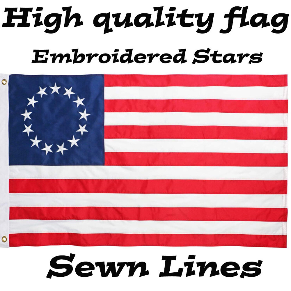 3x5 Embroidered Betsy Ross USA 200D Sewn Nylon Flag 5x3 Flag Banner (B4L)