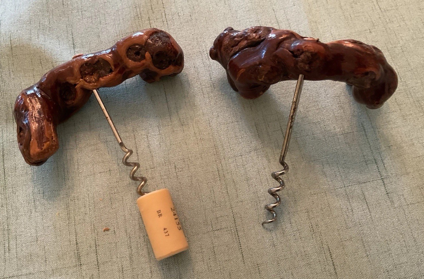 2 Vintage French Grapevine Corkscrew Burl Wood Handle~Ohlig~St. Calais (France) 2 Vintage French Grapevine Corkscrew Burl Wood Handle~Ohlig~St. Calais (France)