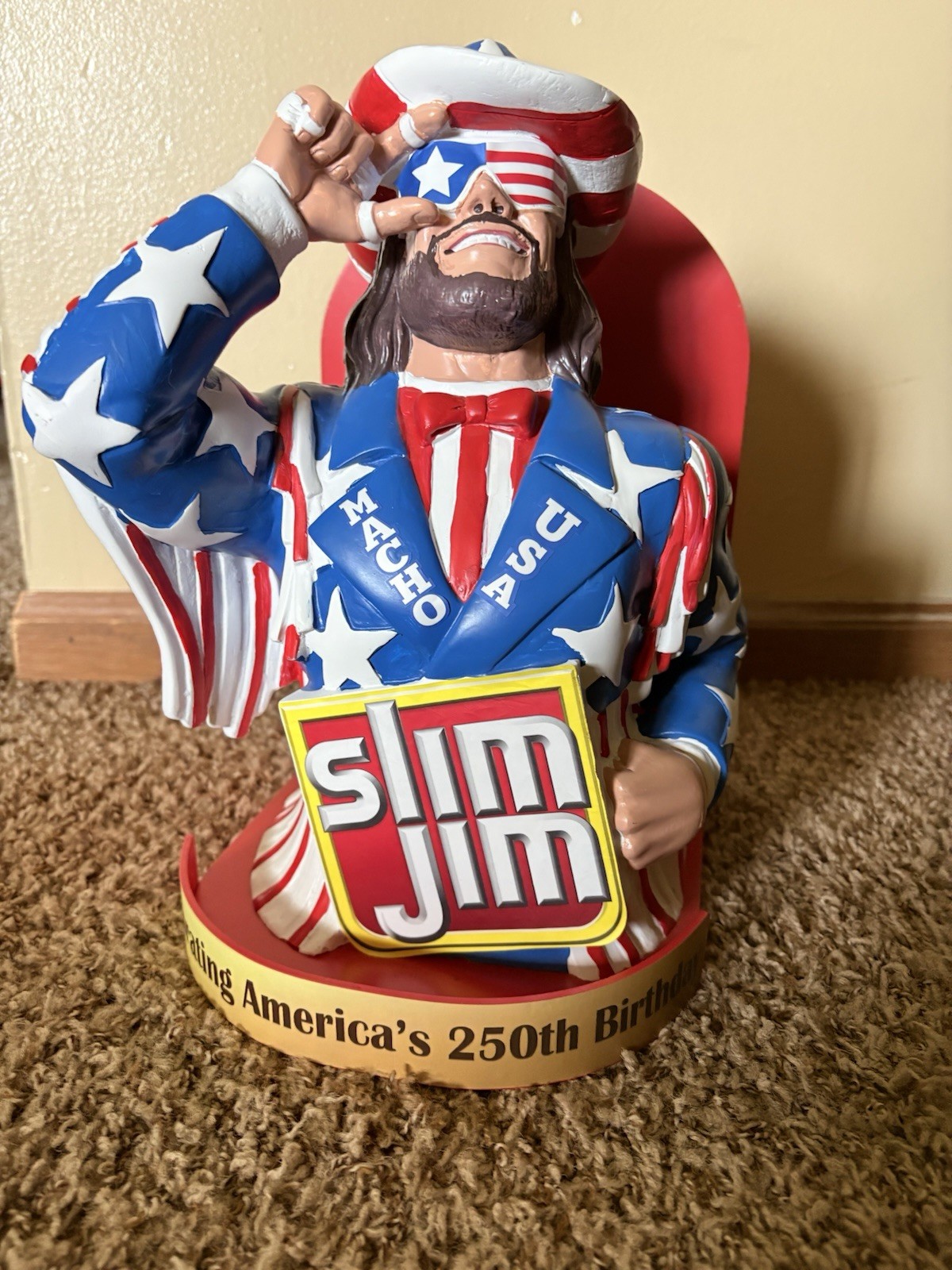 Slim Jim Collector Series 2026 Macho Man USA Advertising Figure, Plastic, RWB Slim Jim Collector Series 2026 Macho Man USA Advertising Figure, Plastic, RWB