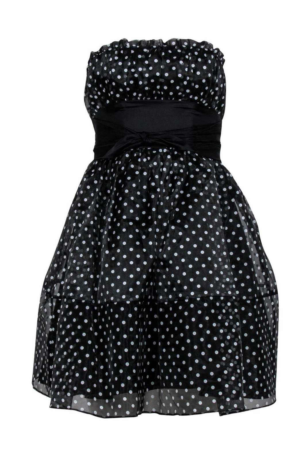 Betsey Johnson - Black & White Polka Dot Strapless Fit & Flare Dress Sz 4 Betsey Johnson - Black & White Polka Dot Strapless Fit & Flare Dress Sz 4