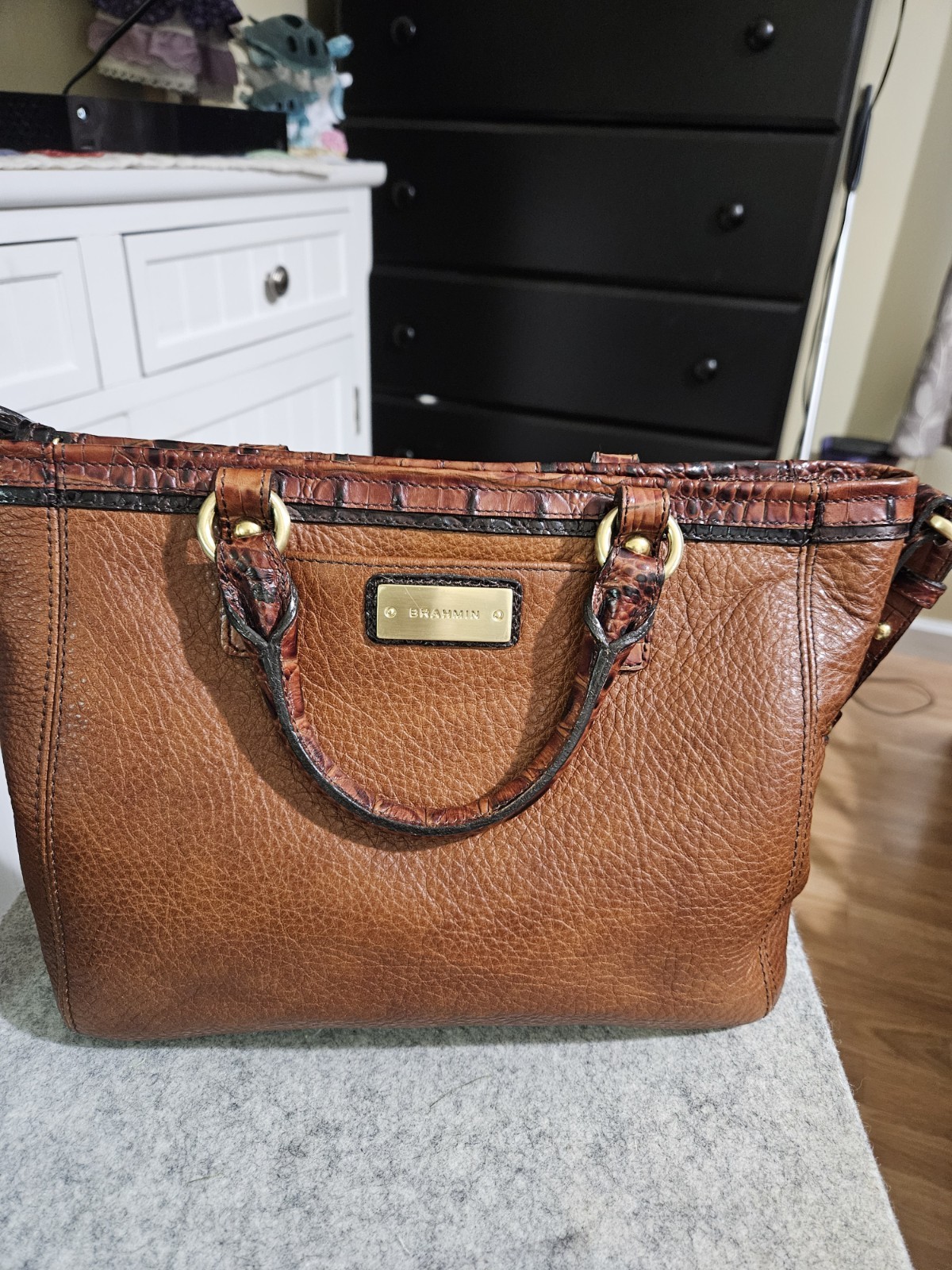 Brahmin Mini Arno Tri-Color Brown Leather Hand Shoulder Bag Melbourne
