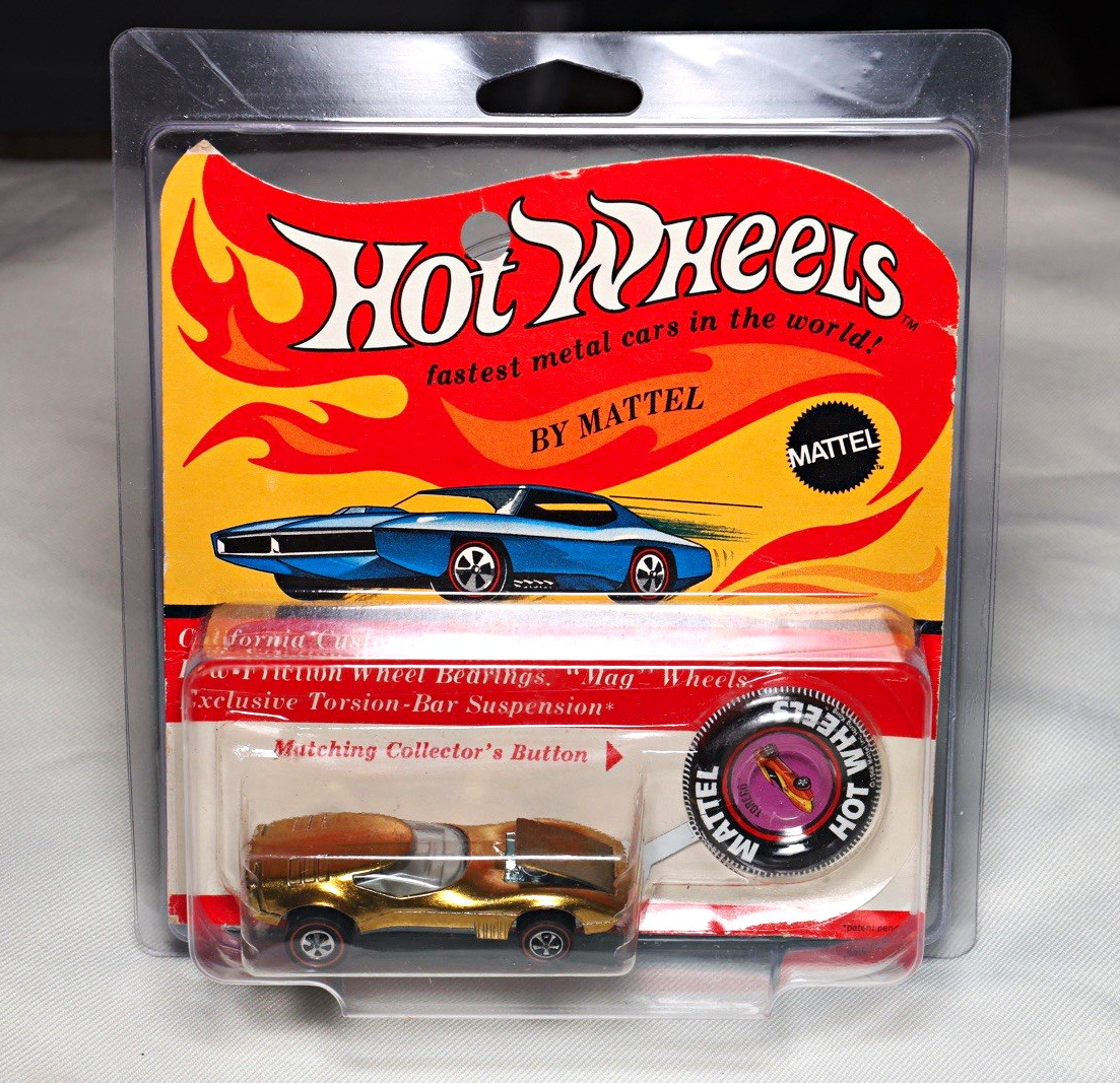 Vintage Hot Wheels Redlines Gold Torero 1:64 Diecast w/ Button