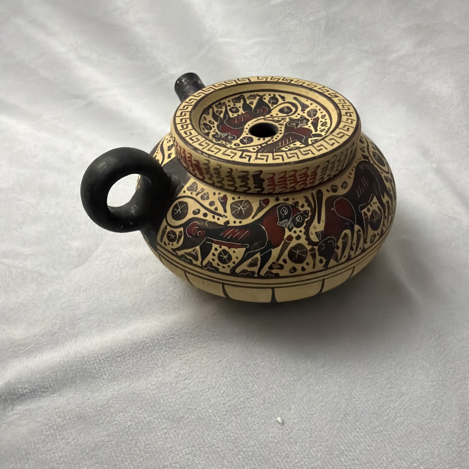 Vintage Corinthian Style Greek Ceramic Multi-Spout Oil Lamp Ancient Greece Repro