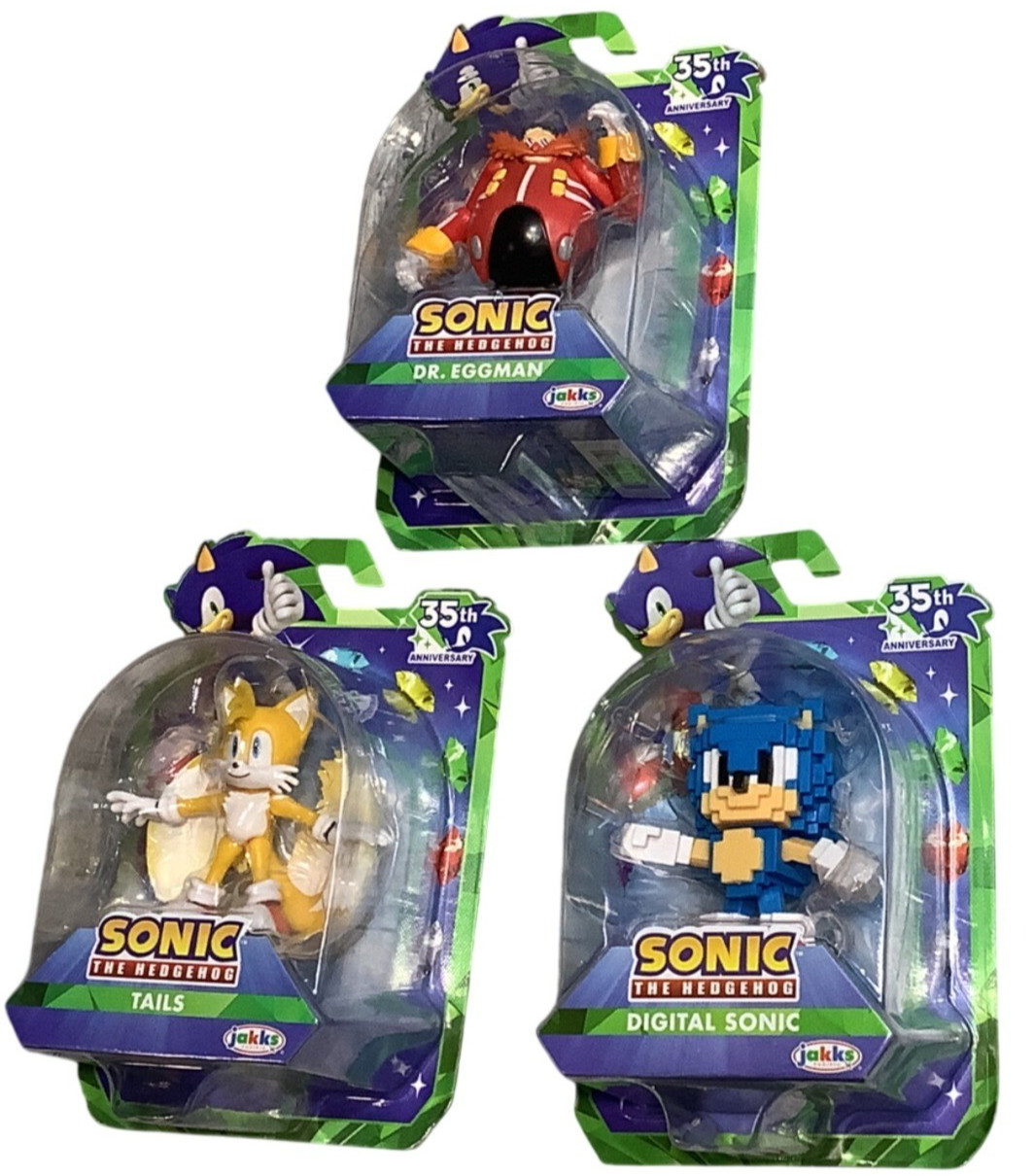 3 Sonic The Hedgehog Figures 35th Anniversary - Dr. Eggman Tails & Digital Sonic