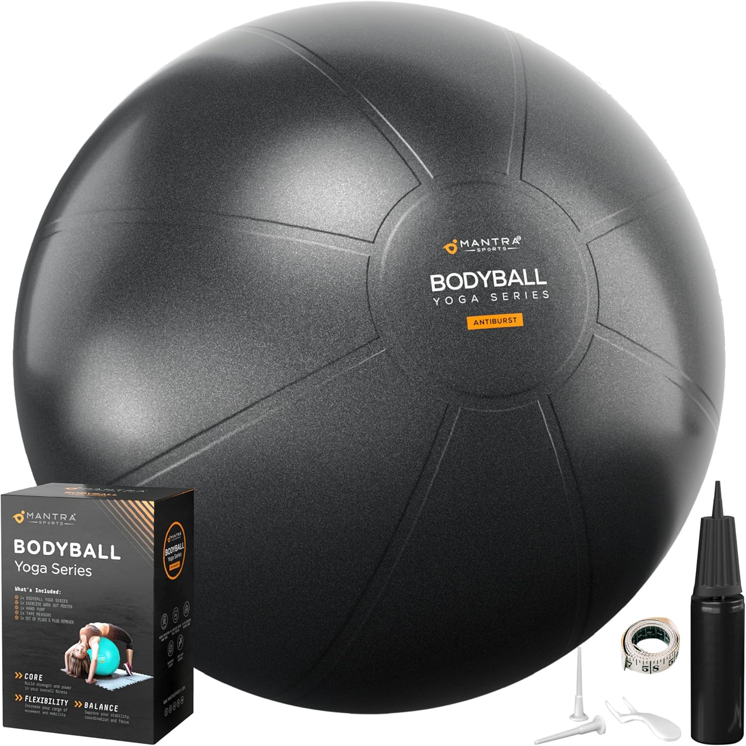 Mantra Sports Yoga Ball – 65 cm Exercise Ball for Pregnancy, Core & Balance Trai