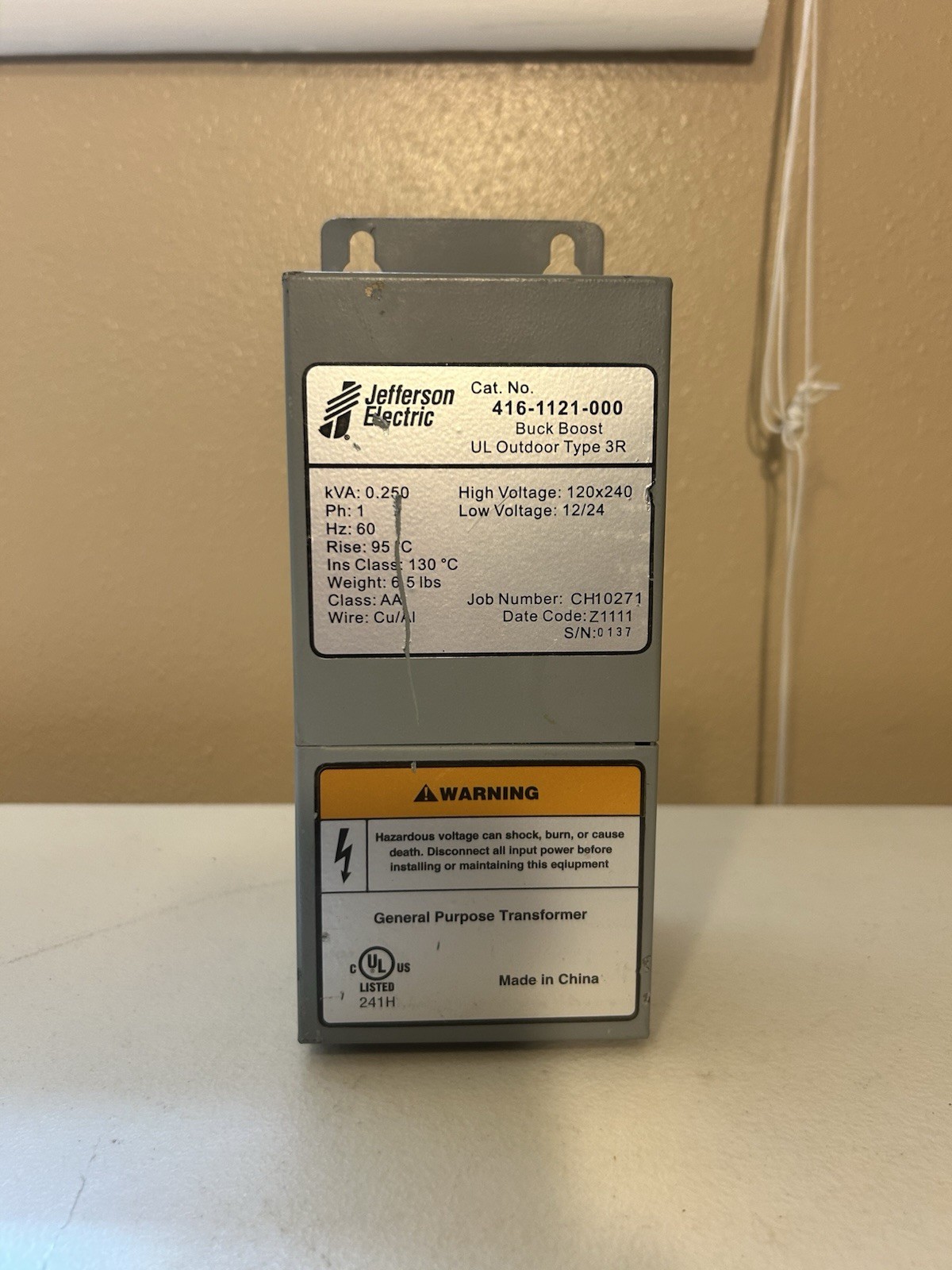 Jefferson Electric 416-1121-000 Buck Boost Transformer Jefferson Electric 416-1121-000 Buck Boost Transformer