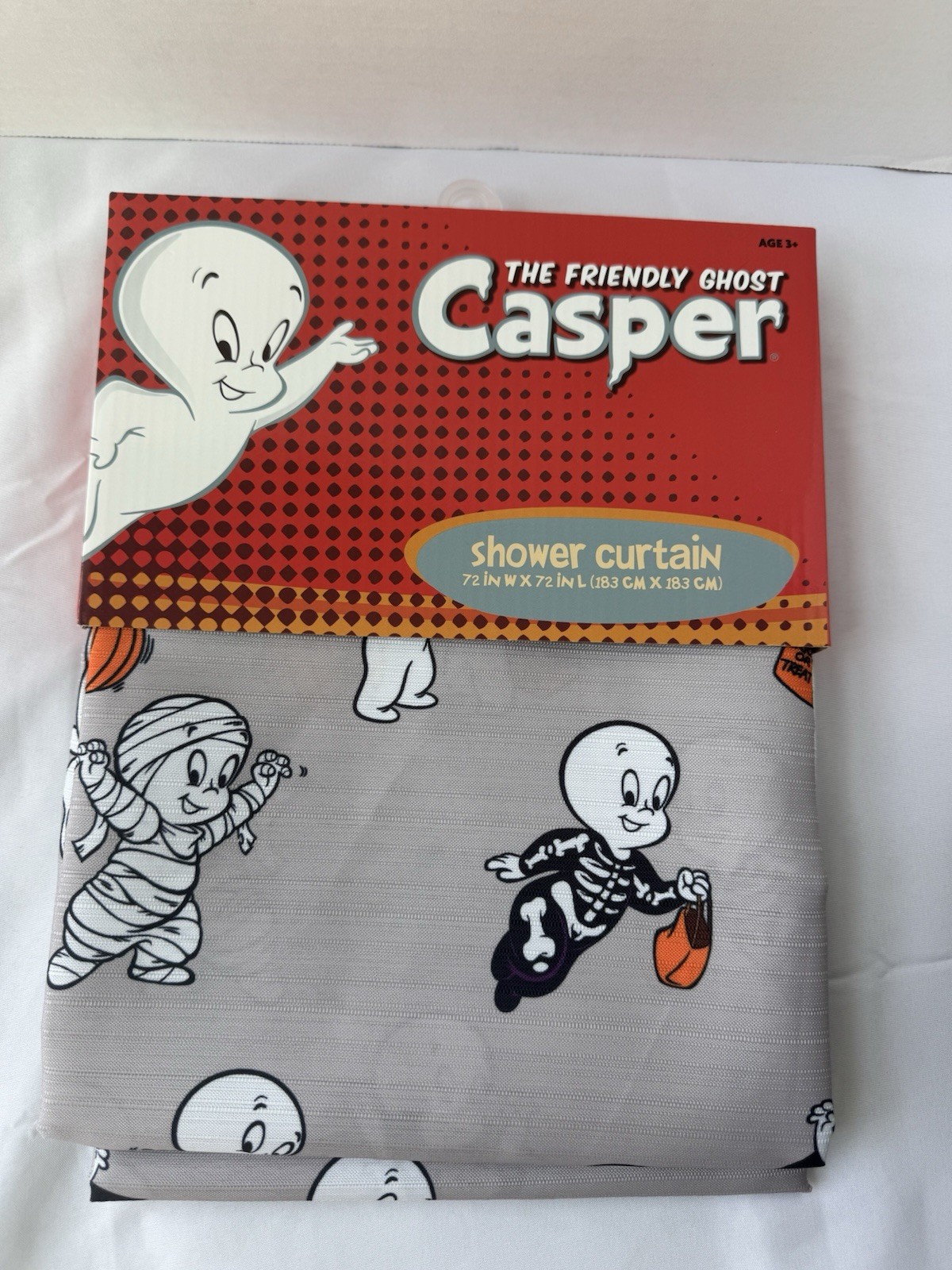 Casper The Friendly Ghost Halloween Shower Curtain 72x72 NIP New 90’s Nostalgia