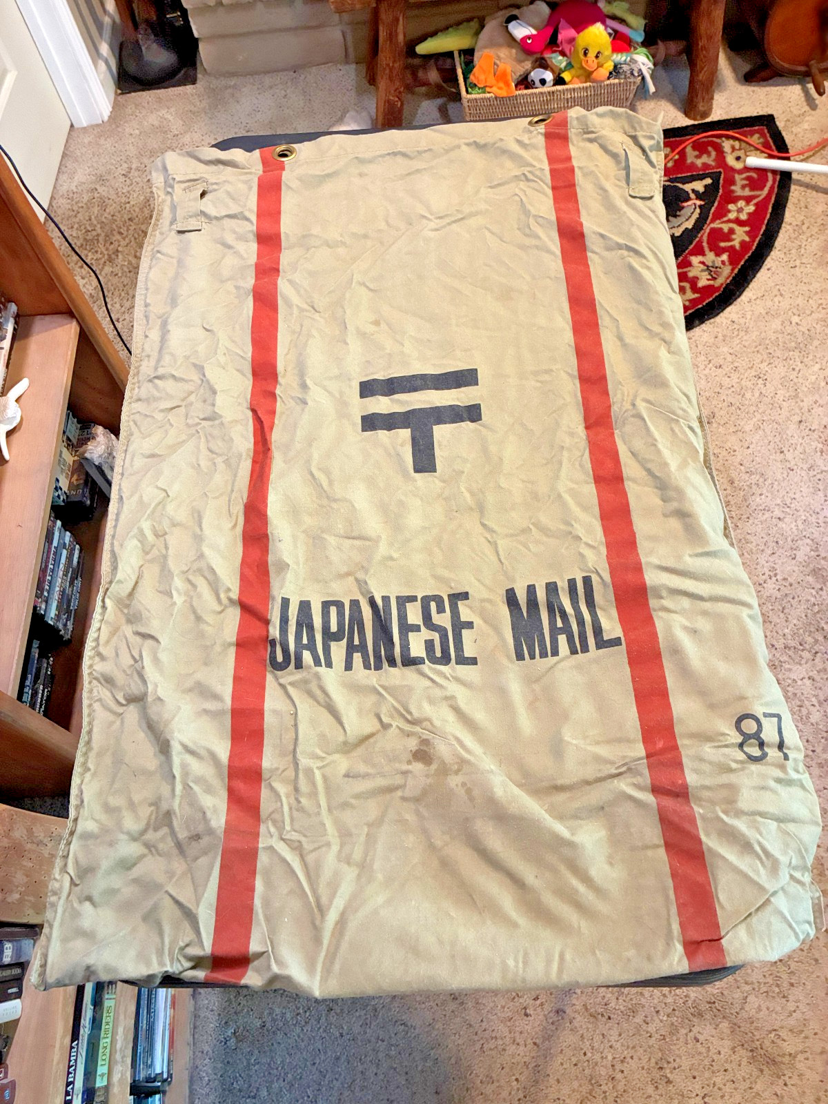 Vtg WWII WW2 Era Japanese Internment Camp Mail Large Canvas Bag Japan #91 H Vtg WWII WW2 Era Japanese Internment Camp Mail Large Canvas Bag Japan #91 H
