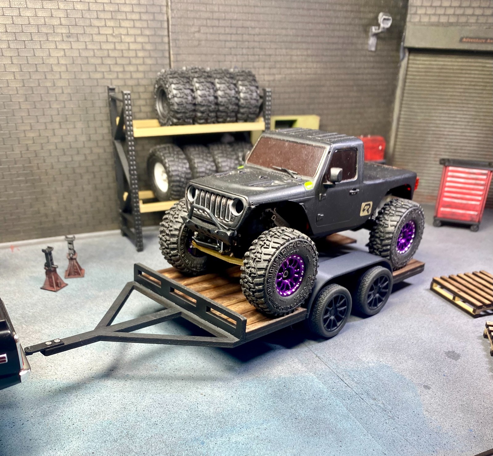 Axial SCX30 Car Trailer Custom Laser Engraved Heavy Duty Independent Suspension