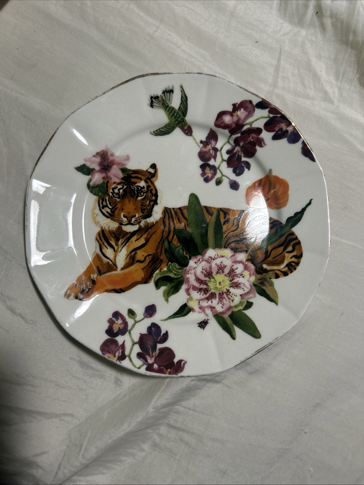 Anthropologie Nathalie Lete Titania Dessert Plate Tiger Salad Side Appetizer
