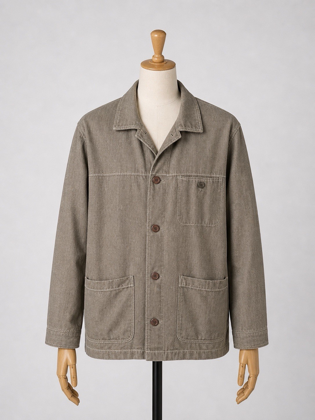 Vintage Uniqlo Denim Trucker Jacket Beige Workwear Mens Size L