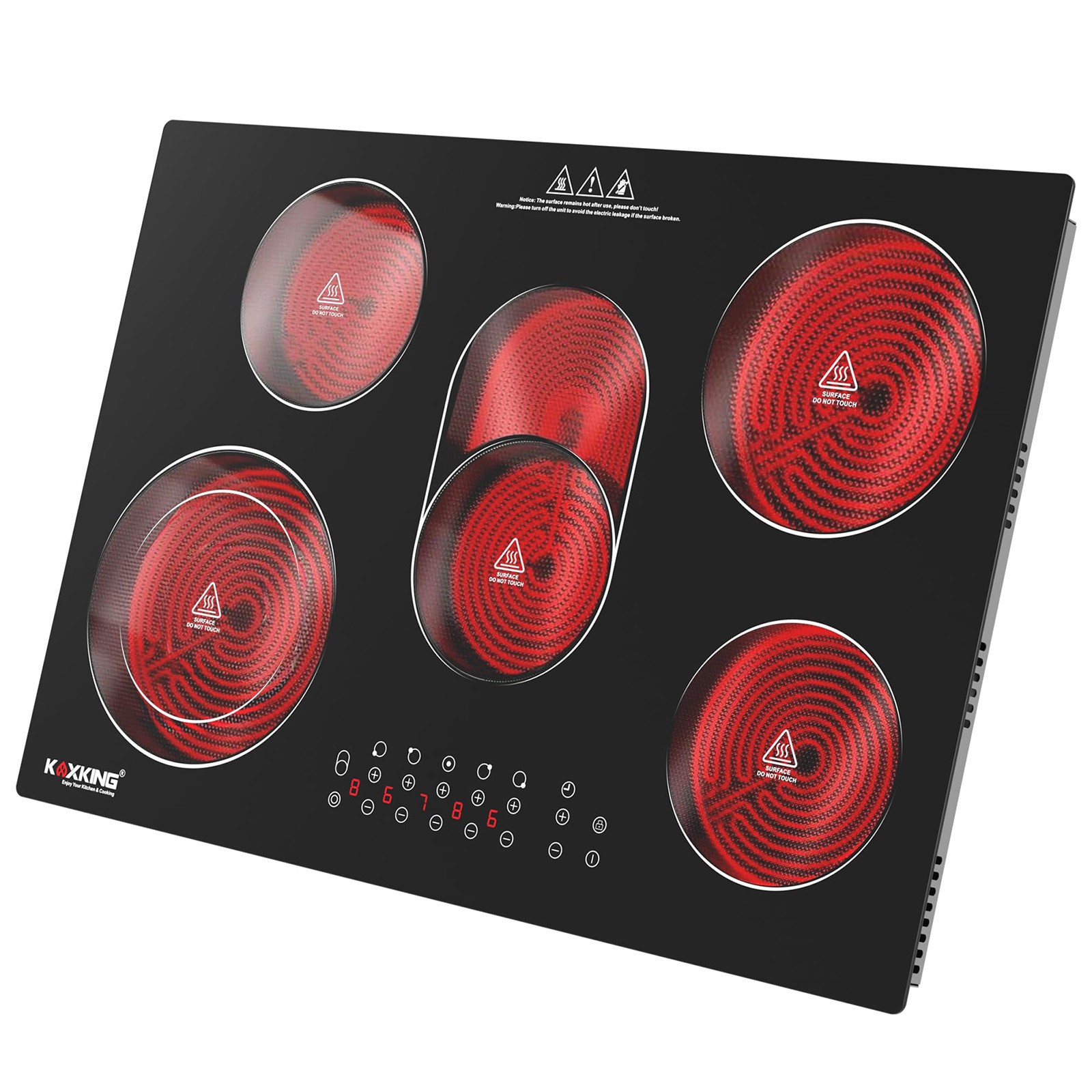 30in Electric Cooktop 5 Burners Built-in Radiant Ceramic Stove Top Touch Control