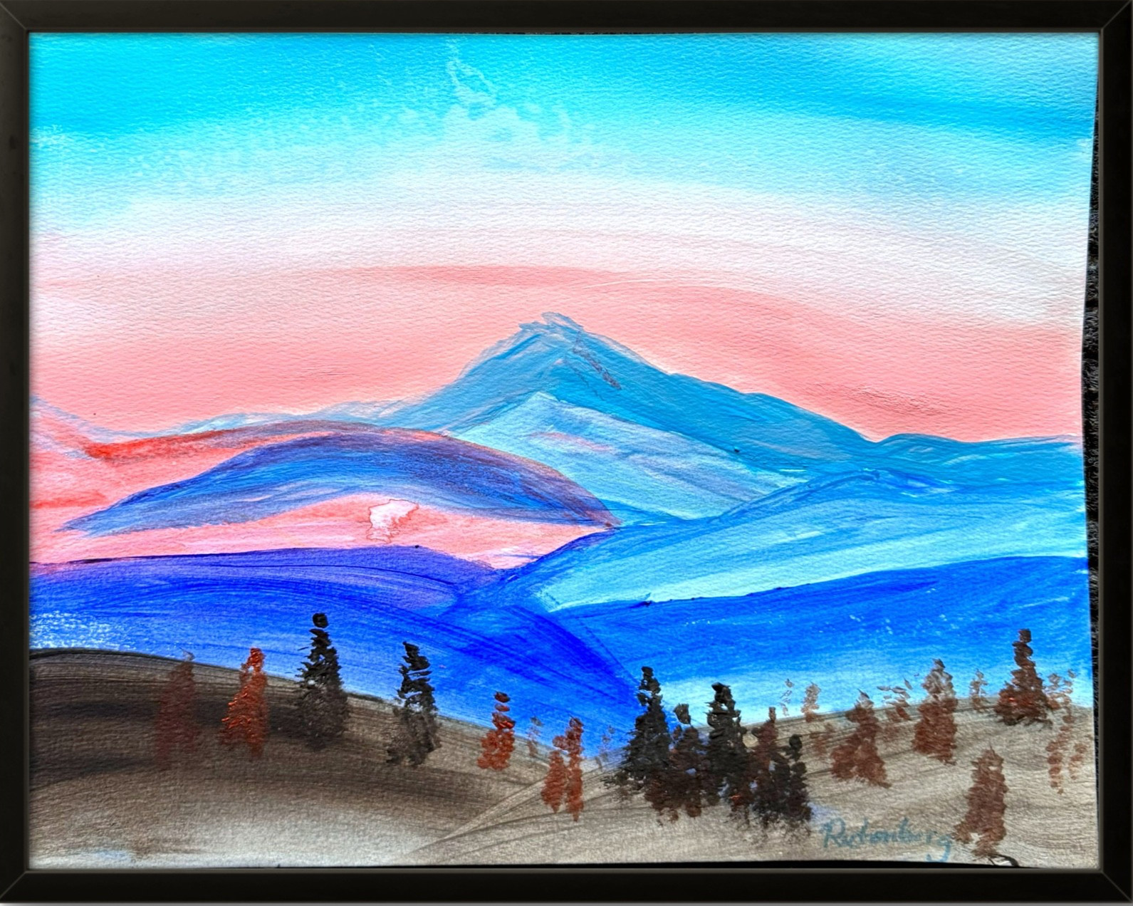 Rutenberg Original 11x14 Impressionist Mountain Landscape Sunset Painting PAPER