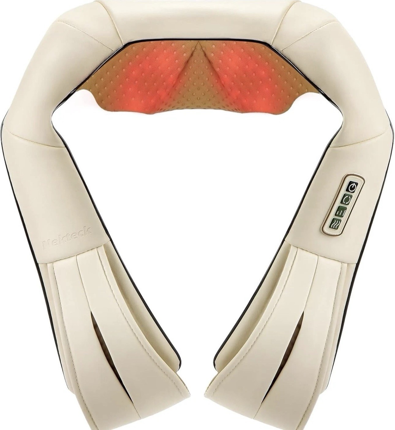 Nekteck Shiatsu Neck and Shoulder Massager with Heat, Beige Nekteck Shiatsu Neck and Shoulder Massager with Heat, Beige