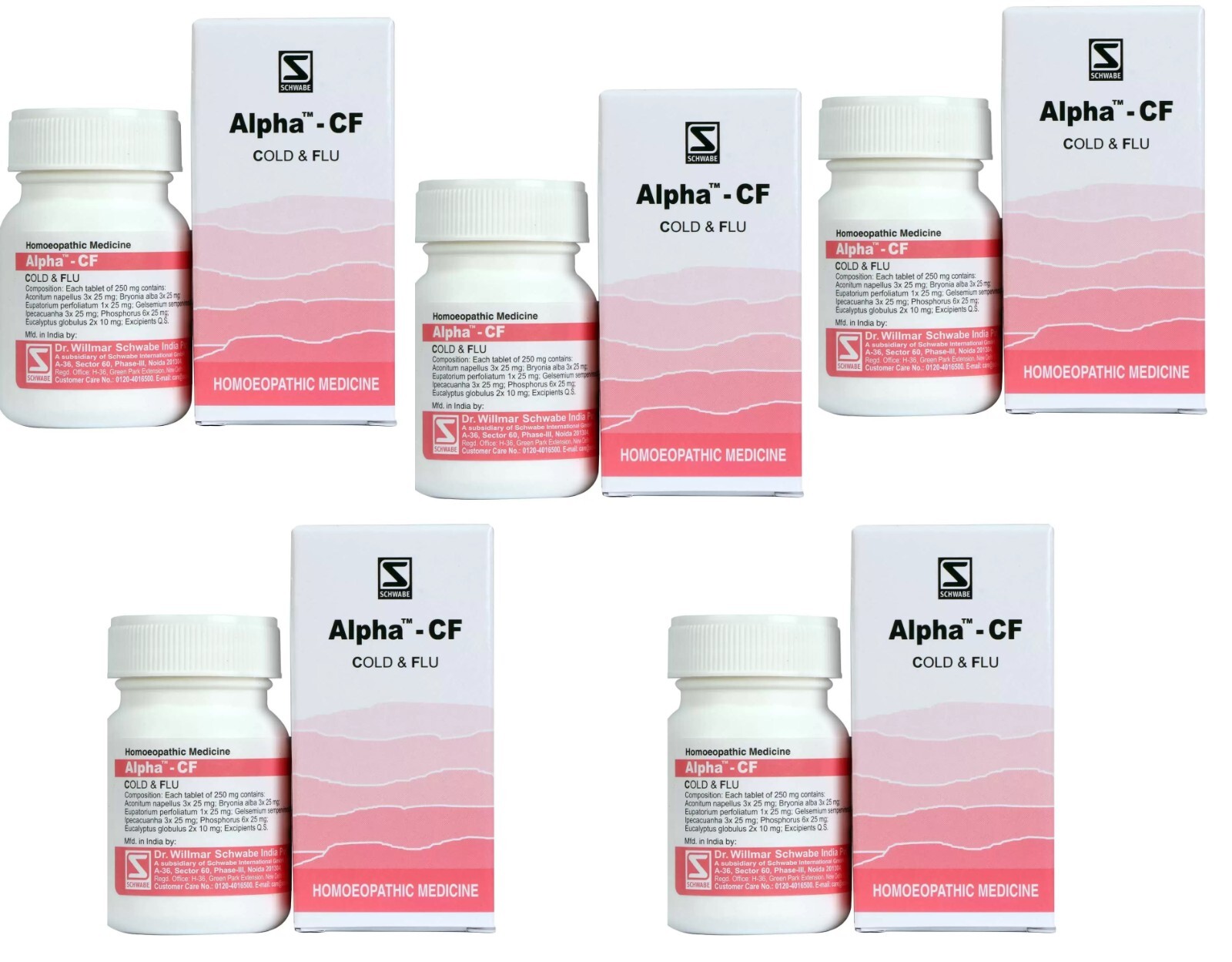 Dr. Willmar Schwabe India Alpha-CF Tablets – Pack of 5 x 20g – 