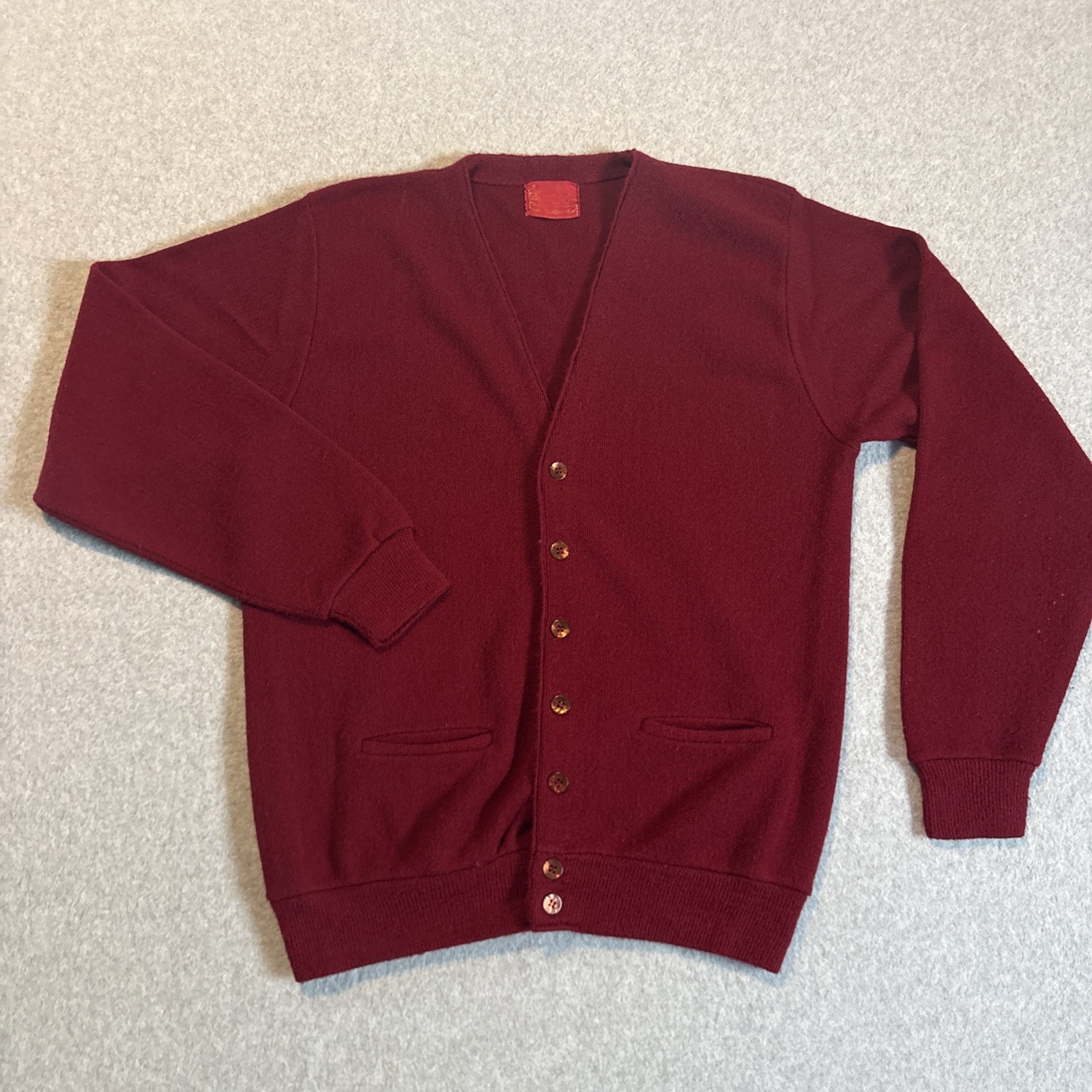 Vtg Kings Road Sears Cardigan Sweater Men\'s Sz M Dk Red Orlon Acrylic Sw1 Vtg Kings Road Sears Cardigan Sweater Men\'s Sz M Dk Red Orlon Acrylic Sw1