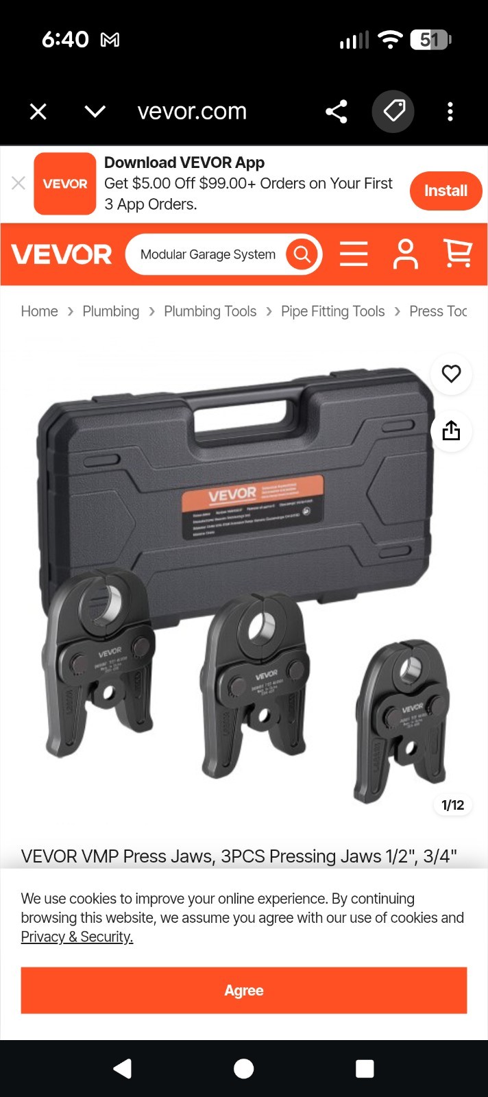 VEVOR 3PCS VMP Pressing Jaws 1/2