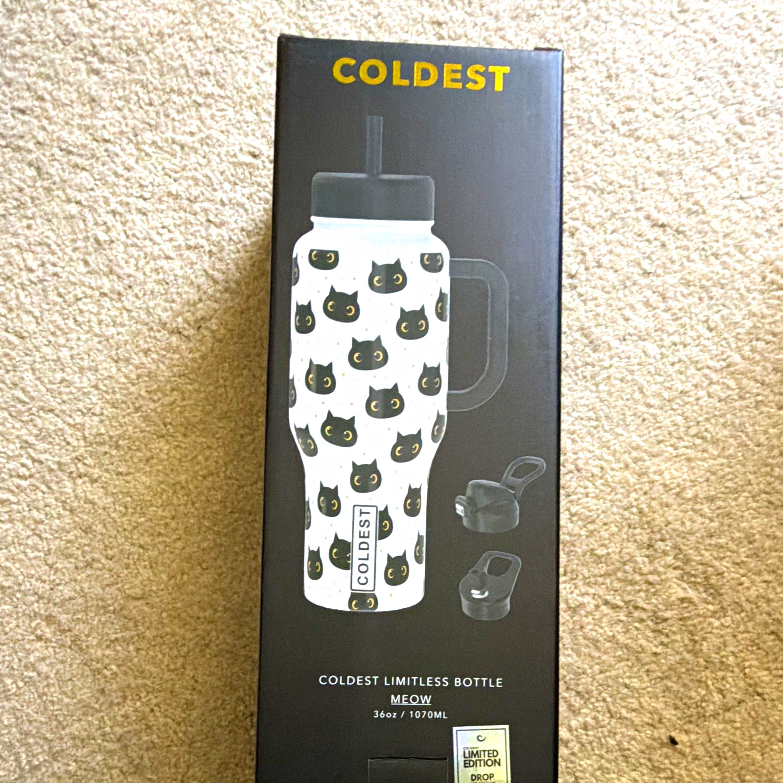 BNIB  Coldest Limitless Bottle 36oz Meow - sold out design
