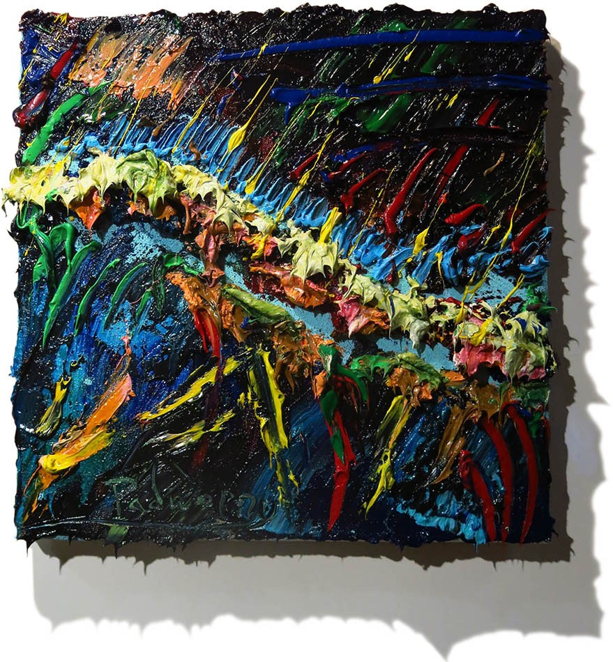 ORIGINAL OIL█PAINTING VINTAGE ART█SIGNED POP█ABSTRACT MODERN OUTSIDER POP 12x12
