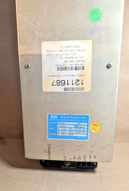 Kaiser Systems Inc LS1500 Laser High Voltage Power Supply 30kV 88mA, PN 1101065 Kaiser Systems Inc LS1500 Laser High Voltage Power Supply 30kV 88mA, PN 1101065