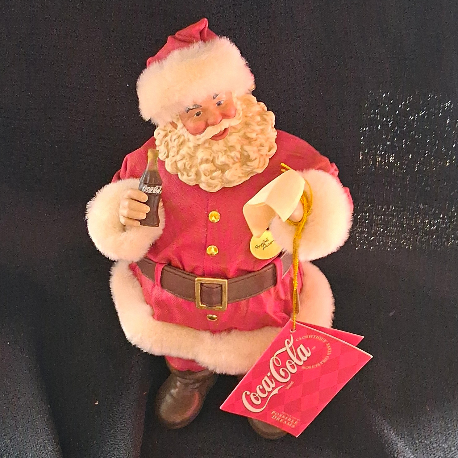 Coca-Cola Santa Claus Figurine Holding Coke Bottle \