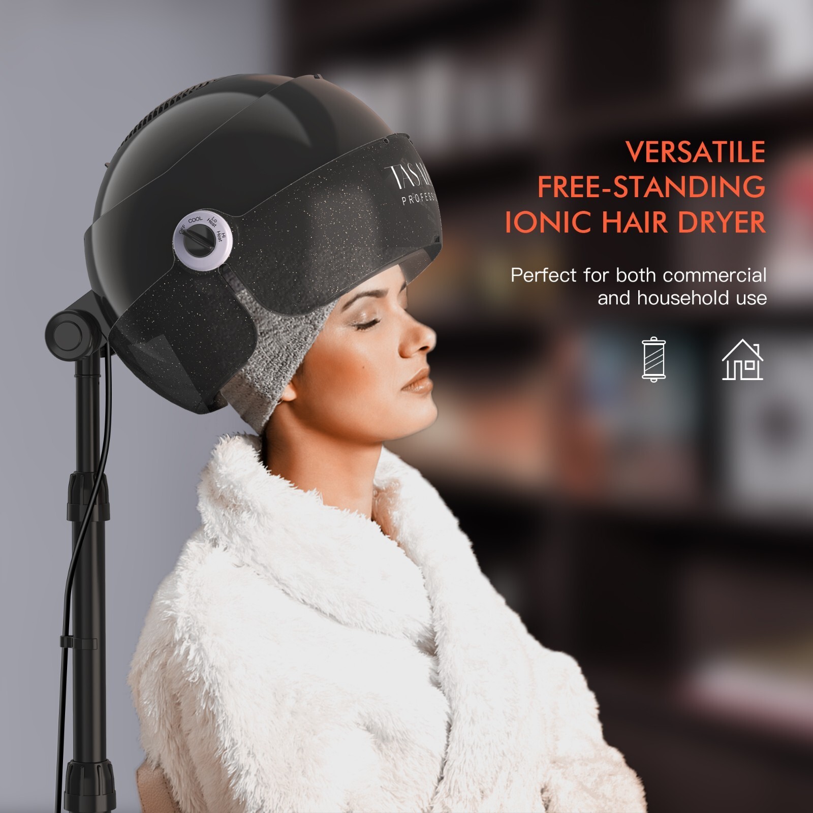 TASALON Professional Adjustable Standing Hooded Hair Dryer for Home Spa