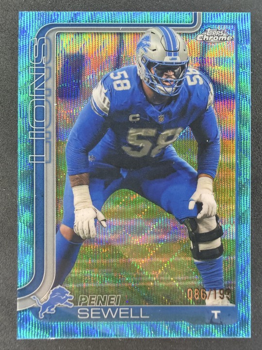 2025 Topps Chrome - Penei Sewell #99 Aqua Wave Refractor /199 2025 Topps Chrome - Penei Sewell #99 Aqua Wave Refractor /199